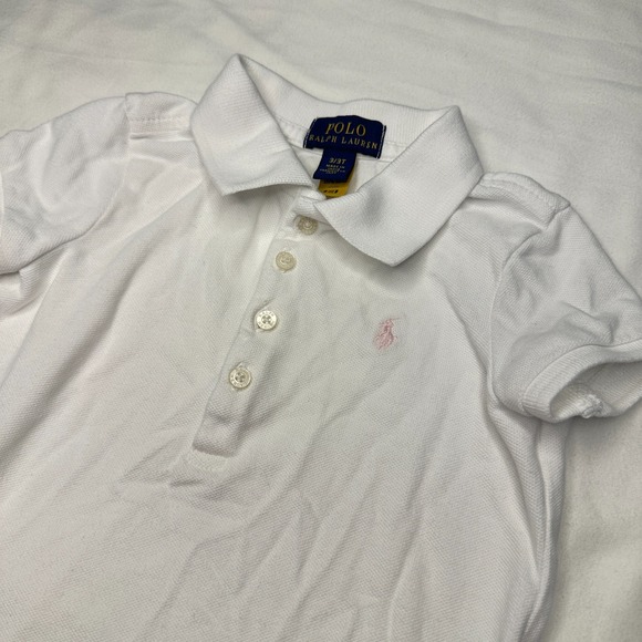 Polo Ralph Lauren Other - Polo Ralph Lauren Girls 3T Mesh Interlock Polo Shirt White w/ Pink Pony Buttons